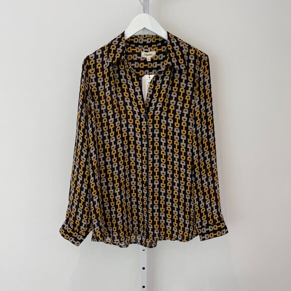 L’AGENCE NINA MIDNIGHT RUST BUCKLE SILK TOP SIZE LARGE NWTS! - Picture 1 of 13